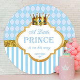 Aperturee - Blue Little Prince Round Baby Shower Backdrop